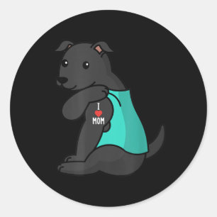 I Love Mum Tattoo Black Dog Mother Classic Round Sticker
