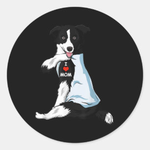 I Love Mum Tattoo Border Collie Mum Dog Lover Wome Classic Round Sticker