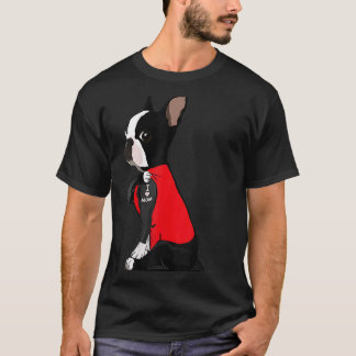 I Love Mum Tattoo Boston Terrier Dog Mum Mother's  T-Shirt