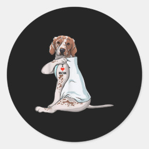 I Love Mum Tattoo Brittany Mum Dog Lover Women Classic Round Sticker