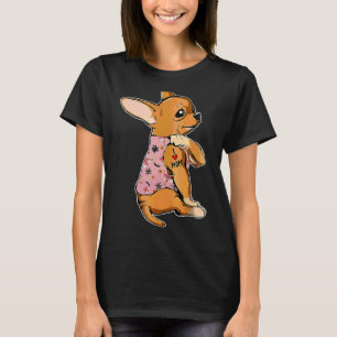 I Love Mum Tattoo Chihuahua Dog  Flowers T-Shirt