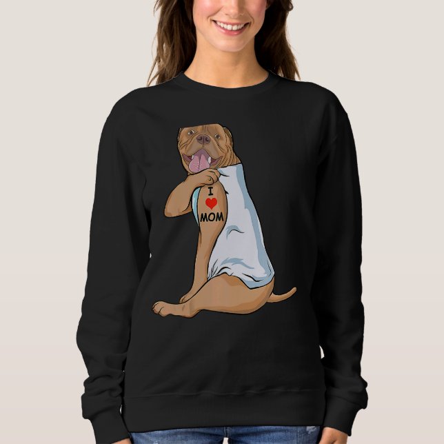 I Love Mum Tattoo Dogue De Bordeaux Mum Dog  Women Sweatshirt (Front)