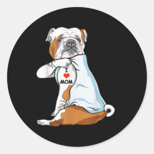 I Love Mum Tattoo English Bulldog Mum Dog Lover Wo Classic Round Sticker