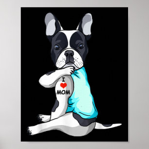 I Love Mum Tattoo French Bulldog Mum Dog Lover Wom Poster