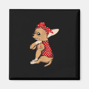 I Love Mum Tattoo Funny Chihuahua Dog Wearing Band Magnet