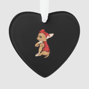 I Love Mum Tattoo Funny Chihuahua Dog Wearing Band Ornament