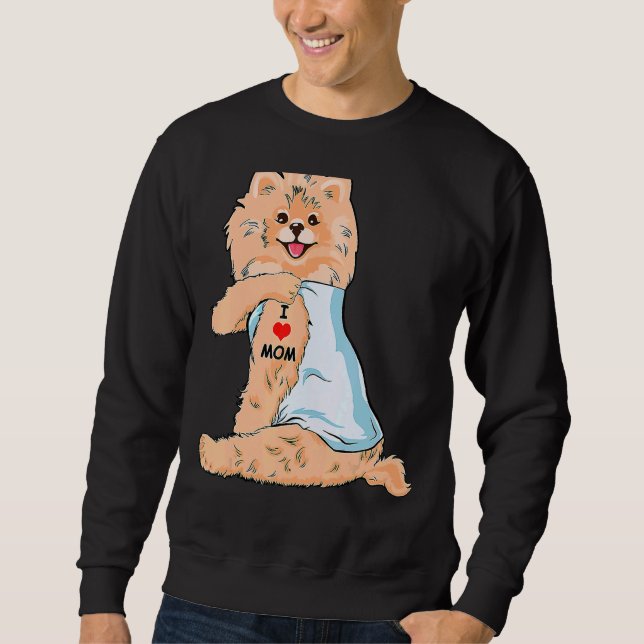 I Love Mum Tattoo German Spitz Mum Dog Mother's Da Sweatshirt (Front)
