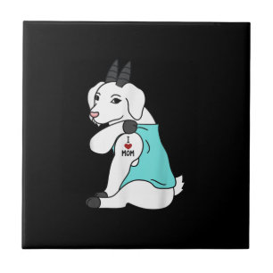 I Love Mum Tattoo Goat Funny Mors Day Pet Ceramic Tile