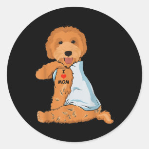 I Love Mum Tattoo Goldendoodle Mum Dog Lover Women Classic Round Sticker