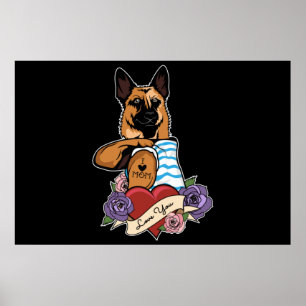 I Love Mum Tattoo I German Shepherd Mum Poster