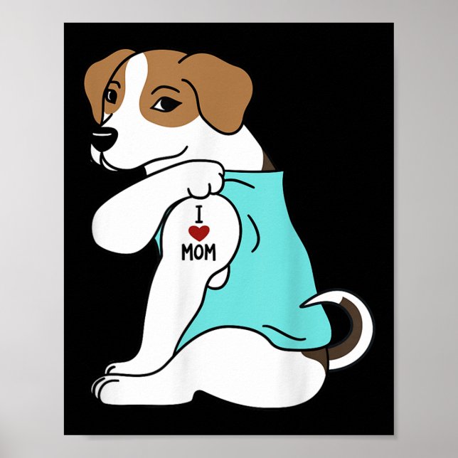 I Love Mum Tattoo Jack Russell Terrier Mothers Day Poster (Front)