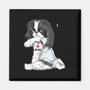 I Love Mum Tattoo Japanese Chin Mum Dog Lover Wome Magnet