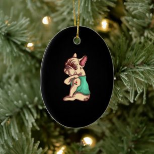 I Love Mum Tattoo Lover Funny French Bulldog Gift Ceramic Ornament