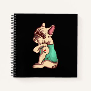 I Love Mum Tattoo Lover Funny French Bulldog Gift Notebook