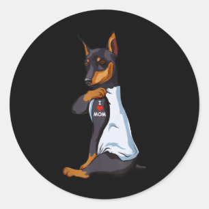 I Love Mum Tattoo Manchester Terrier Mum Dog Lover Classic Round Sticker