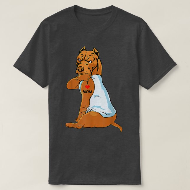 I Love Mum Tattoo Pitbull Mum Dog Lover Women  T-Shirt (Design Front)