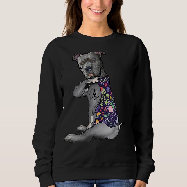 I Love Mum Tattoo Pitbull Mum Dog  Women 1 Sweatshirt (Front)