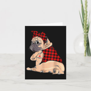 I Love Mum Tattoo Pug Dog Lovers Bandanna Mothers  Card