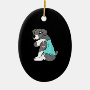 i love mum tattoo schnauzer funny mors day dog ceramic ornament