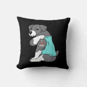 i love mum tattoo schnauzer funny mors day dog cushion