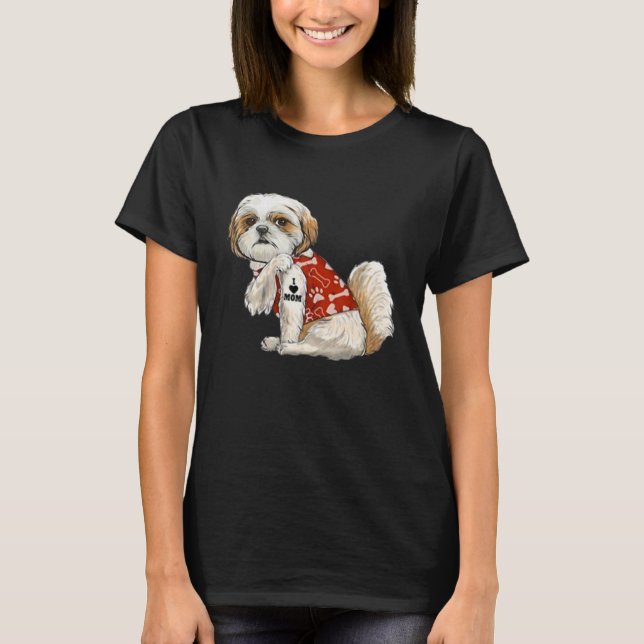 I Love Mum Tattoo Shih Tzu Mum Funny Mother's Day T-Shirt (Front)