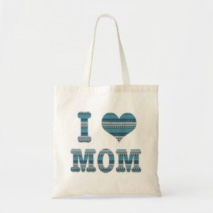 I love Mum text & geometric pattern Tote Bag