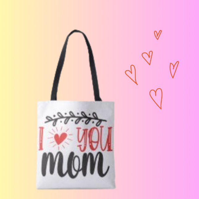  I Love Mum Typography Simple and Chic Tote Bag (Creator Uploaded)