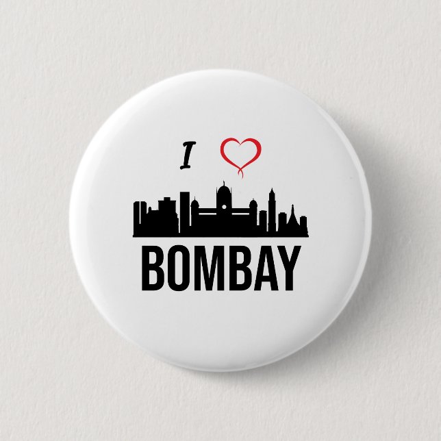 I love Mumbai or Bombay India 6 Cm Round Badge (Front)