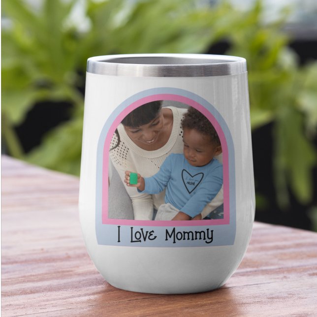 I Love Mummy Family Photo Water Bottle (Creator Uploaded)