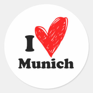 I love Munich Classic Round Sticker