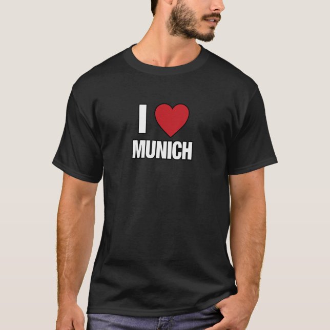 I LOVE MUNICH Germany Europe with Red Love Heart T-Shirt (Front)