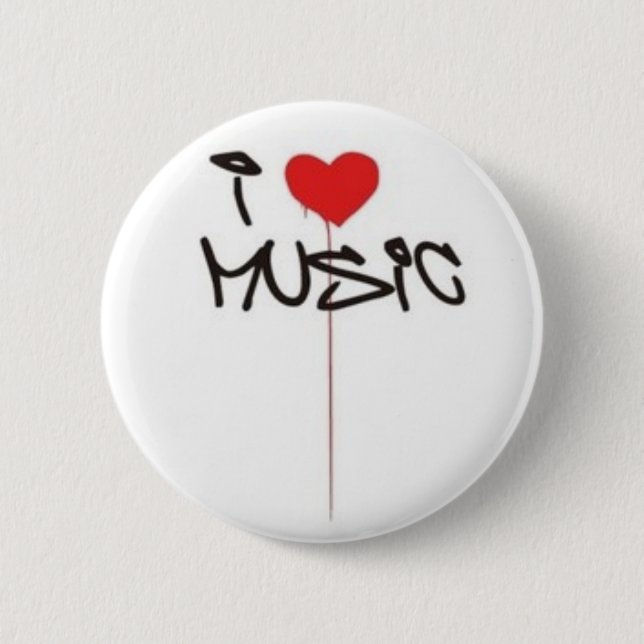 I Love Music 6 Cm Round Badge (Front)