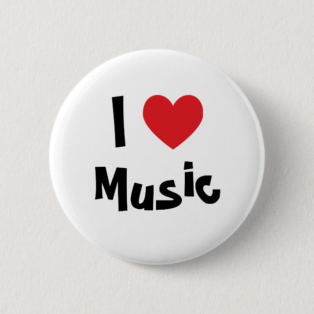 I Love Music 6 Cm Round Badge (Front)
