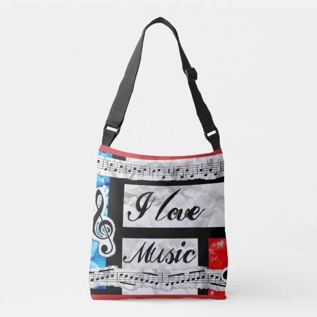 "I Love Music" Beautiful Artsy Music Tote Bag (Front)