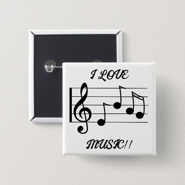 I LOVE MUSIC!! Button (Front & Back)