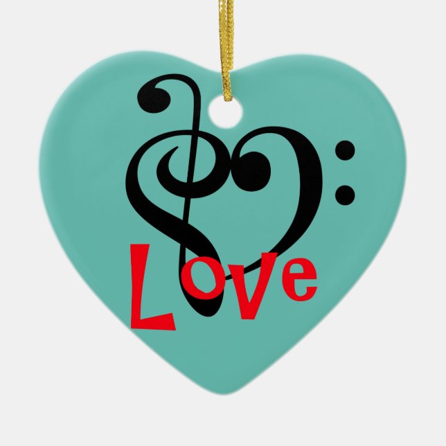 I Love Music Ceramic Tree Decoration (Front)
