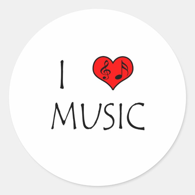 I Love Music Classic Round Sticker (Front)
