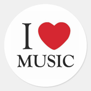 I Love Music Classic Round Sticker