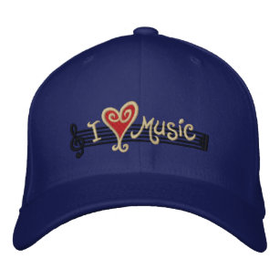 I Love Music Embroidered Hat