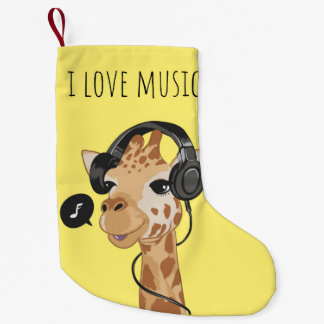 I Love Music Giraffe Small Christmas Stocking