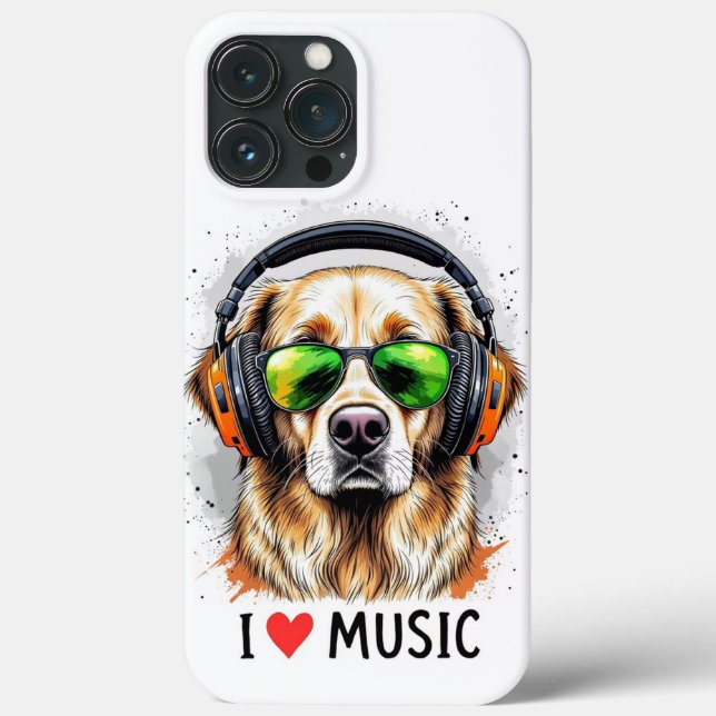 I Love Music Golden RetrieveriPhone / iPad case (Back)