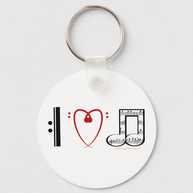 I Love Music (I heart notes) Key Ring (Front)