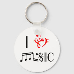 I Love Music Key Ring