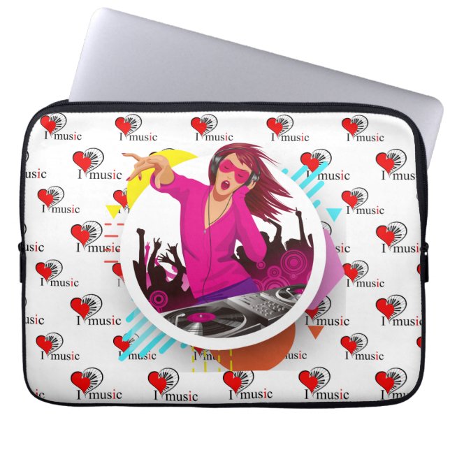 I Love Music  Laptop Sleeve (Front)