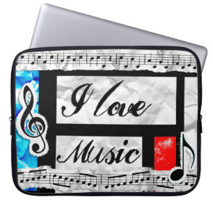 I Love Music Laptop Sleeve