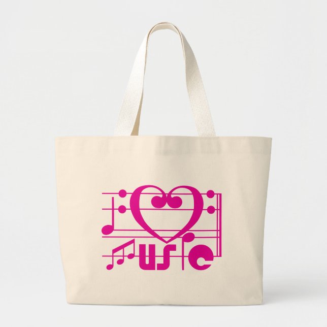 I LOVE MUSIC LARGE TOTE BAG (Front)