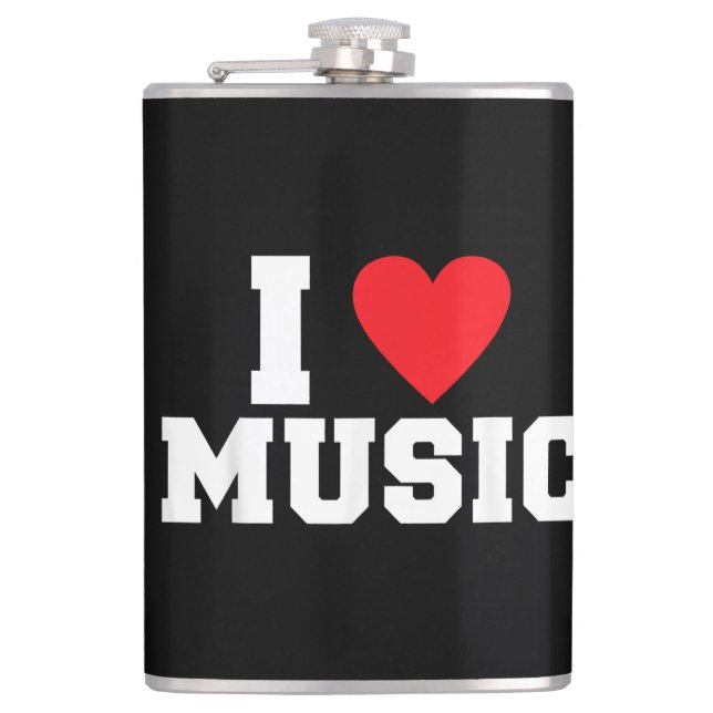 I love Music Lover Hip Flask (Front)