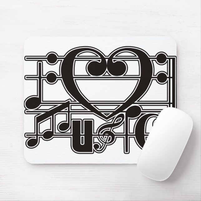 I LOVE MUSIC MOUSE PAD (With Mouse)
