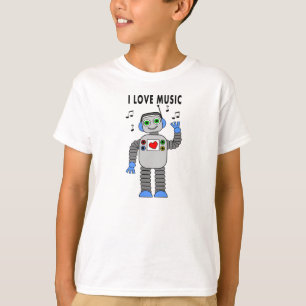 I Love Music Robot T-shirt