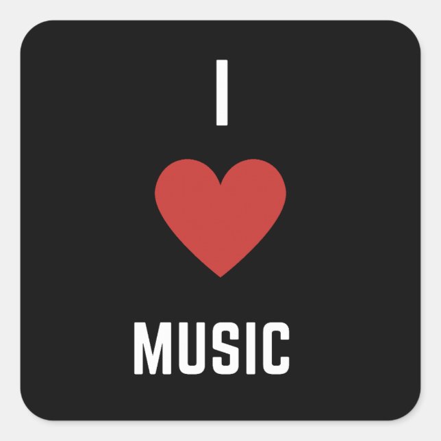 I Love Music Square Sticker (Front)